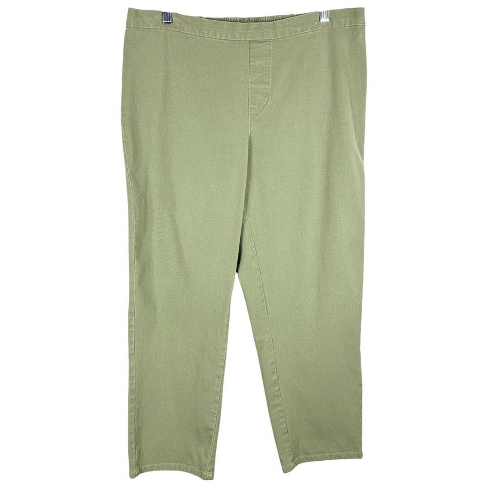 Isaac Mizrahi Plus Size 16 Pants Green Elastic Waist Cropped Ankle Mid Rise 1635